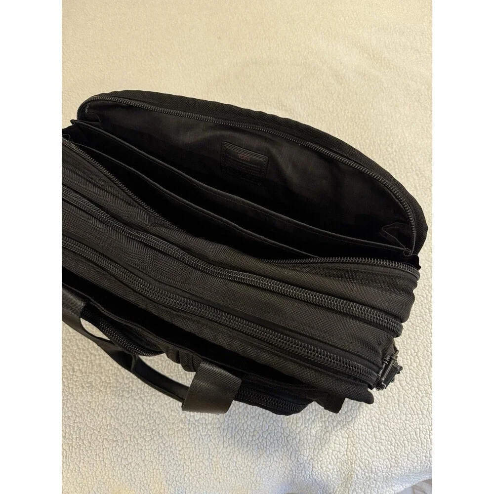 Tumi Alpha Expandable Organizer Laptop Brief Black Nylon